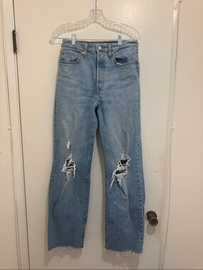Levi's Light Blue Straight Leg Ripped Jeans